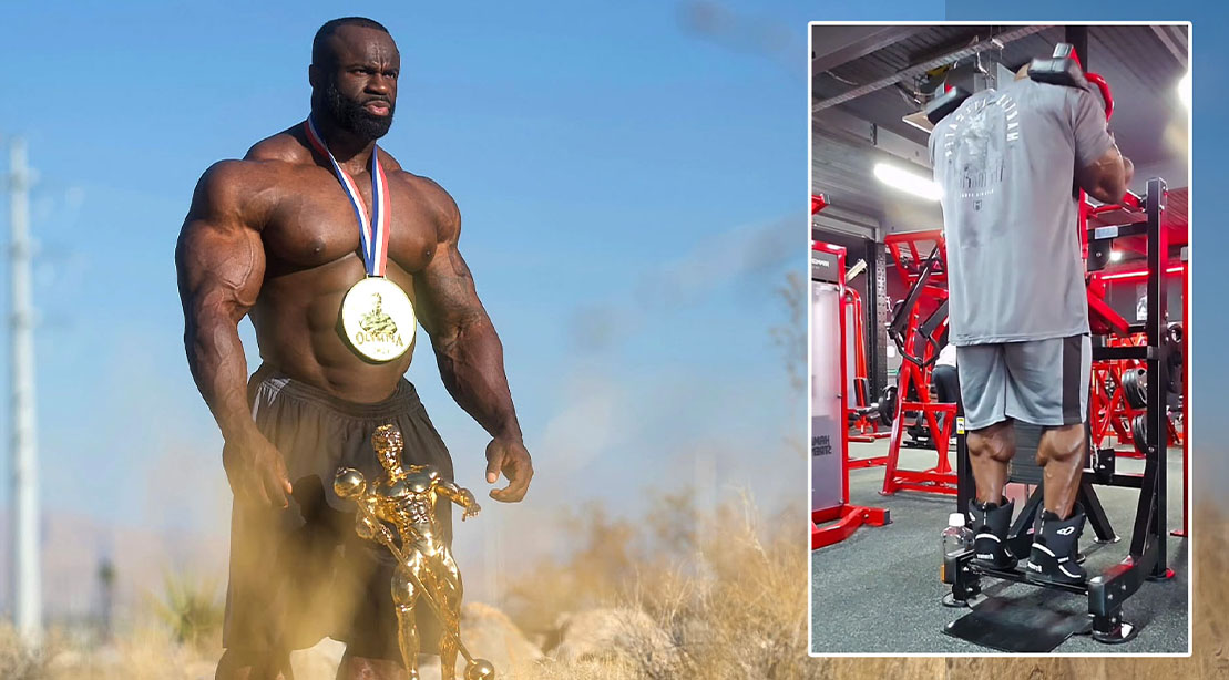 2024 Mr Olympia Winner Samson Dauda demonstrating calf raises for the 2025 Arnold Classic