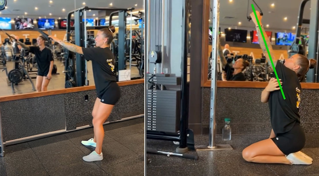 Fitness instructor and trainer Hayley Veral demonstrates how to maximize the Single Arm Lat Pulldown exercise
