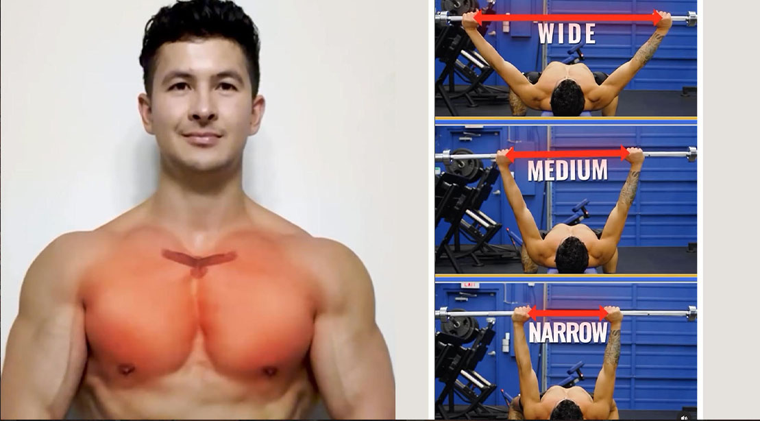 Natural bodybuilder and Bachelor of Kinesiology Jeremy Ethier showing the correct Best Bench Press Grip for a bench press exercise