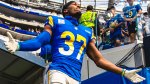 NFL Safety for the LA Rams Quentin Lake coming out of the entrance tunnel before a game